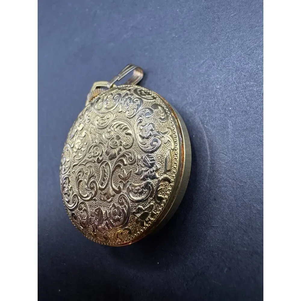 Vintage Endura Pendant Pocket Watch With Black Accent Swiss Made White Dial